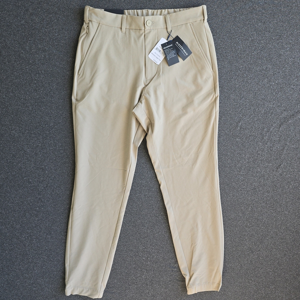Mizzen Main Helmsman Jogger Pants Mens Size 31 Beige Slim Fit Tech Chino Stretch